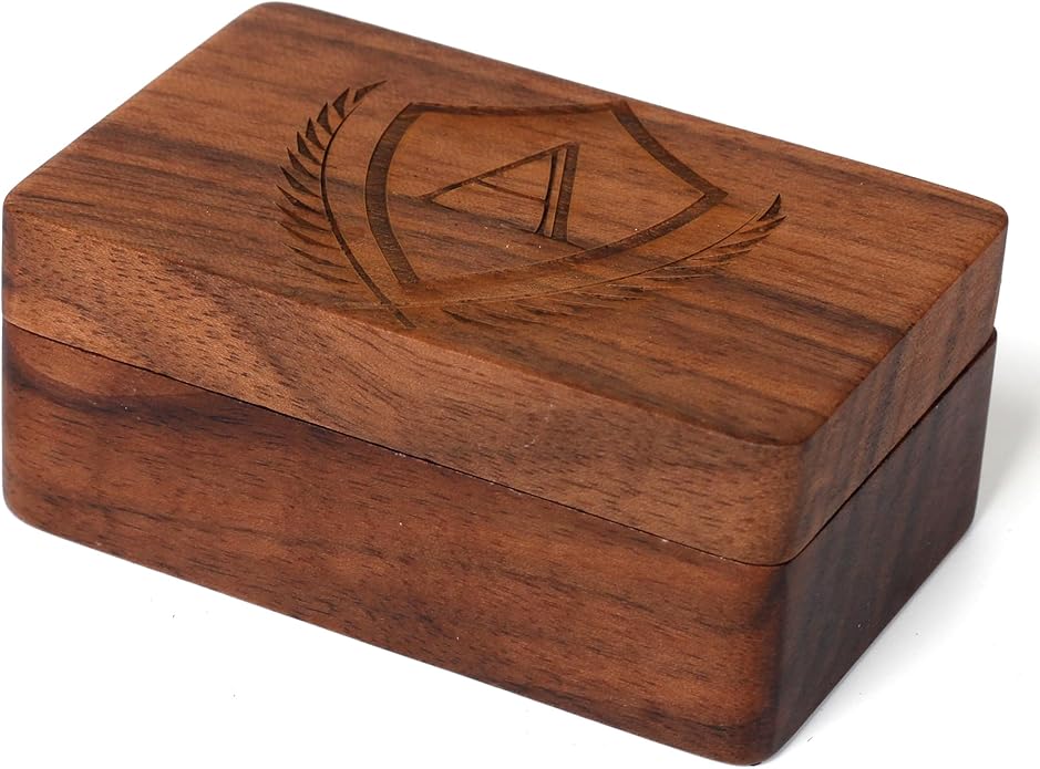 Mens Initial Cufflinks and Tie Clip A-Z Alphabet Letter Black Stainless Cuff Links Tie Bar with Engraved Walnut Wood Box Groom Groomsman Wedding Set