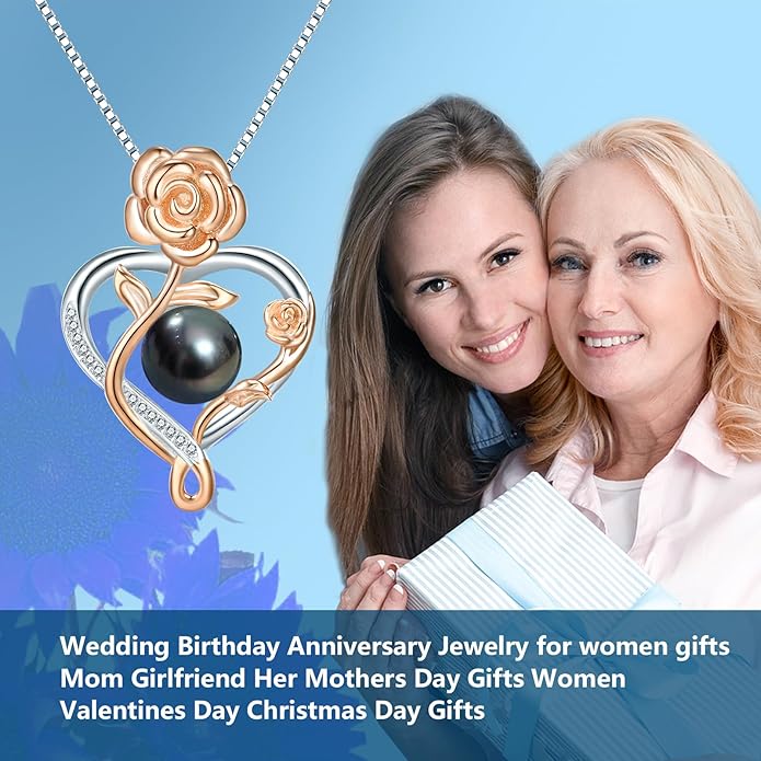 Birthday Gifts for Women Wife- Tahitian Black Pearl Necklace - Valentine's Christmas Day Mothers Day Build Your Mom Wife Girlfriend Best Gifts for Women
