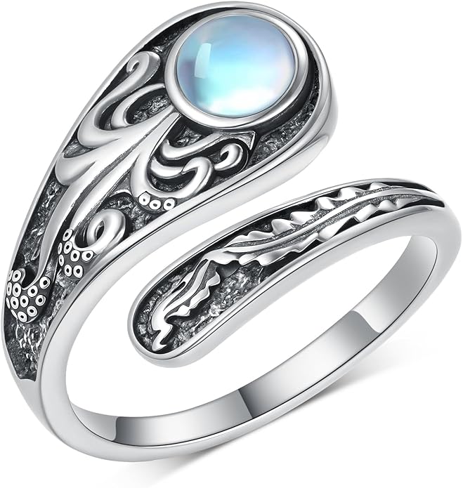 Spoon Rings for Women 925 Sterling Silver Mushroom/Phoenix/Snake/Cardinal/Octopus/Tree of Life/Sunflower/Highland Cow/Dragonfly/Dragon/Horse/Sea Turtle/Frog Rings