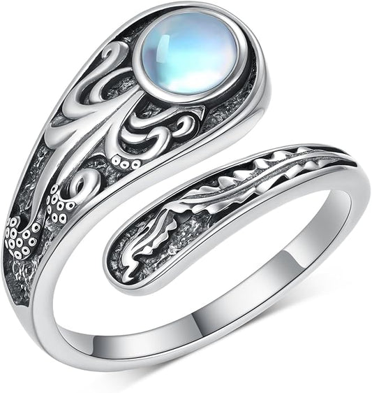 Spoon Rings for Women 925 Sterling Silver Mushroom/Phoenix/Snake/Cardinal/Octopus/Tree of Life/Sunflower/Highland Cow/Dragonfly/Dragon/Horse/Sea Turtle/Frog Rings