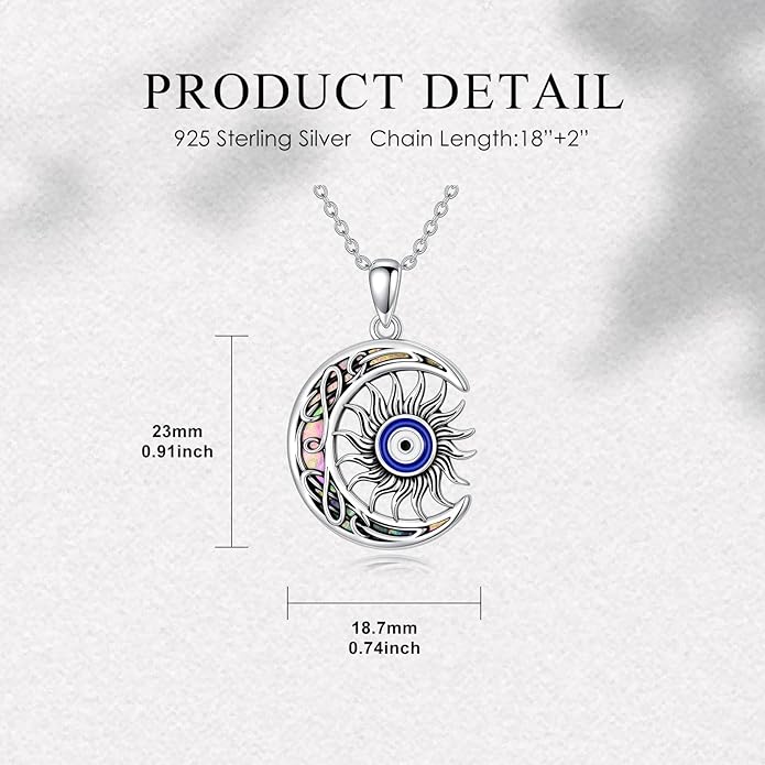 Evil Eye Necklace 925 Sterling Silver Nazar Eye Pendant Necklace Protection Amulet Jewelry Gifts for Women Men