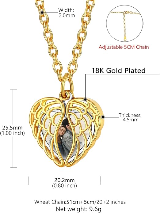 Supcare Locket Necklace That Holds Pictures-Engraved Photo Pendant Custom Jewellery Gifts for Men Women (with Jewellery Gift Box)