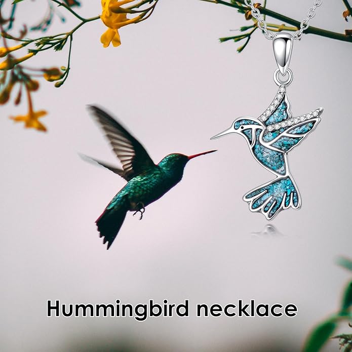 Dove/Hummingbird/Red Cardinal Necklace 925 Sterling Silver Turquoise/Opal/MoonStone/Malachite Bird Necklace Dove Pendant Jewelry for Women Men