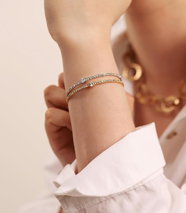 OZEL – Women’s Gold Cuff Bracelets – 18K Gold Plated Textured Bangles with Multi-Color Crystal & Rhinestone Accents – Layered Stacking Jewelry