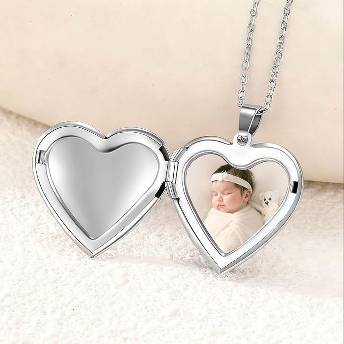 PHOCKSIN Personalized Locket Necklace for Women Photo Necklace with Customized Picture Birth Flower Birthstone New Years Gifts for Women
