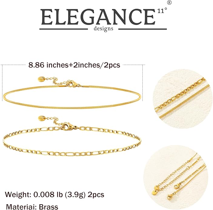 Gold Plated Ankle Bracelets For Women Waterproof,18k Gold Plated Anklets Layered Thin Snake Chain Herringbone Anklets Non Tarnish Stainless Steel Dainty Summer Jewelry Set Gift For Women