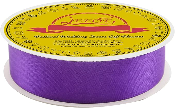 LEEQE Double Face Purple Satin Ribbon 7/8 inch X 25 Yards Polyester Purple Ribbon for Gift Wrapping Very Suitable for Weddings Party Invitation Decorations and More
