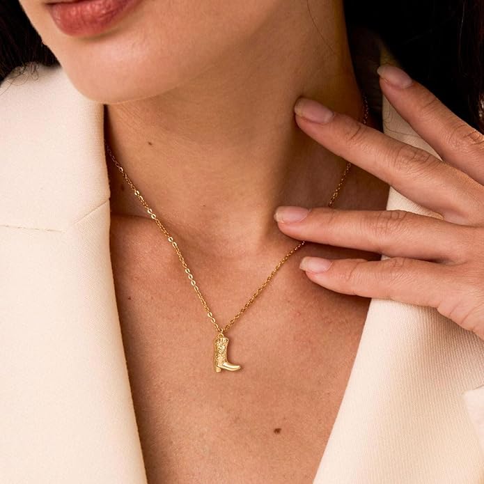 Gold Necklace for Women-14K Gold Plated Bow,Dragon,Shell, Palm Tree, Seahorse, Conch Shell,Sardines, Cowboy Boot,Bat,Bunny Pendant Beachy Jewelry for Women Gifts
