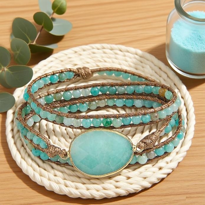 ZOSOJONA Boho Wrap Bead Bracelet for Women - Handmade Adjustable Natural Stone Beaded Bracelets Rope Yoga Healing Bracelet Bangle Hippie Jewelry