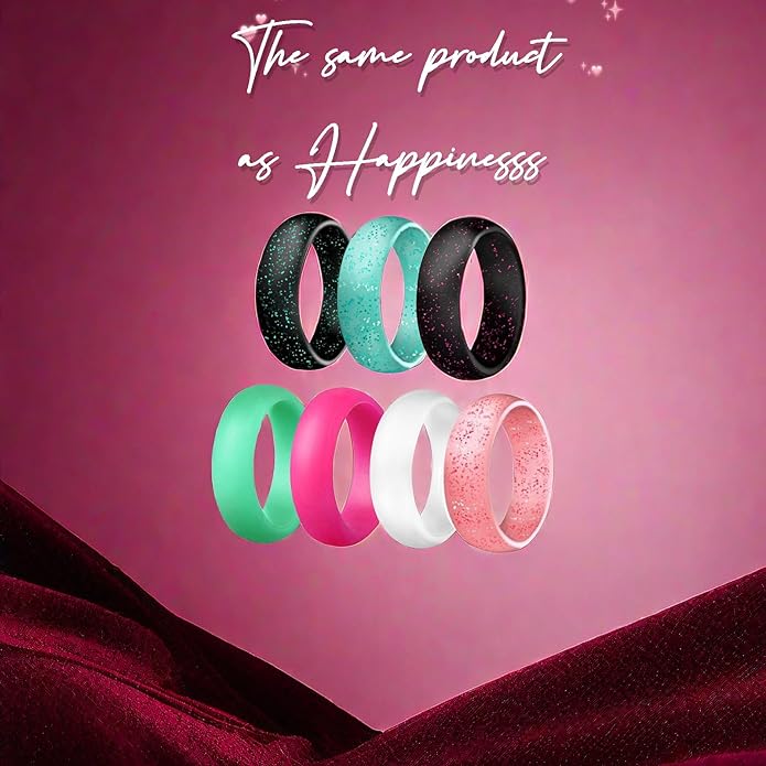 hexiaoxiao Silicone Ring Women Rubber Wedding Bands for her 5.7mm Wide,2mm Thick