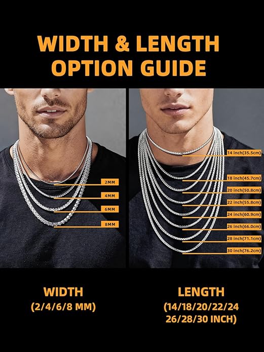 Bestyle 18K Gold Plated/Silver/Black Chain for Men, Hypoallergenic 2/4/6/8mm Stainless Steel Flat Link Chain Necklace for Men & Women Hip Hop Jewelry, 14-30"