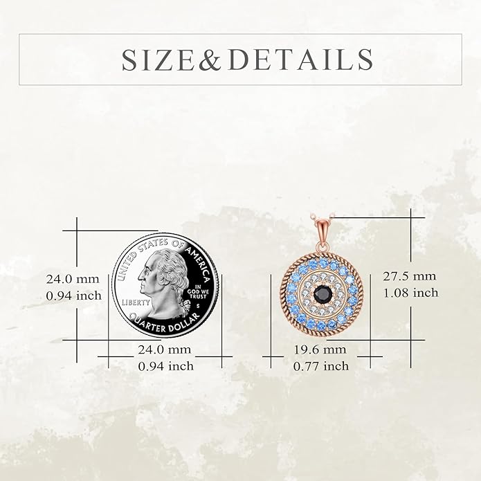 YFN Evil Eye Pendant Necklace for Women 925 Sterling Silver Greek Protection Jewelry with Blue Sapphire and Black Cz Amulet Gift