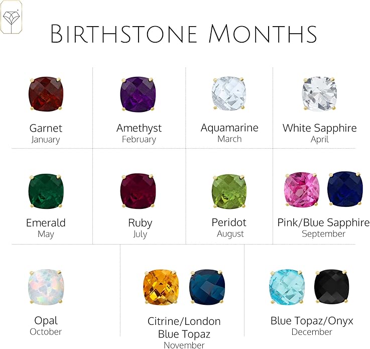 14k Gold 6MM Cushion Cut Stud Gemstone Earrings | Hypoallergenic Solitaire Gemstone Studs with 14K Gold Backs | Lightweight Birthstone Earrings with Gift Box by MAX + STONE