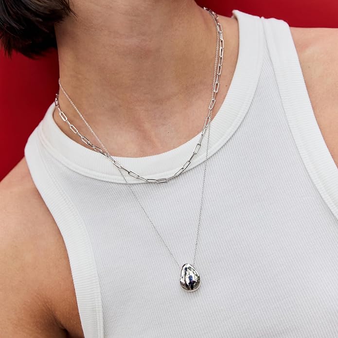 Ana Luisa Pebble Pendant Necklace for Women - 14K Gold Plated and Silver Rhodium Plated Trendy Small & Mini Teardrop Necklace with Lobster Clasp - Hypoallergenic, Water-Resistant, Tarnish-Free Jewelry