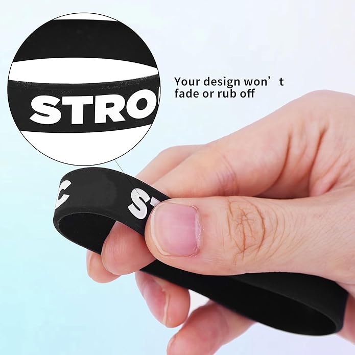 Custom Rubber Bracelets with Text Logo Clipart Customizable Bracelet Personalized 1/2 Inch Silicone Wristbands for Awareness, Events, Support, Promotions