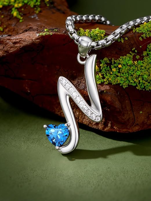 Christmas Gifts for Women Alphabet A to Z Initial Birthstone Pendant Necklaces for Women - 18k White Gold Plated Personalized Name Jewelry Valentine Mothers Day Birthday Gifts for Women Her Girlfriend
