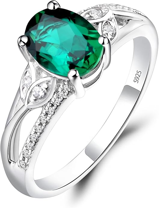 925 Sterling Silver Oval Shaped 8X6 MM Gemstone Ring Leaf Engagement Ring for Women Jewelry