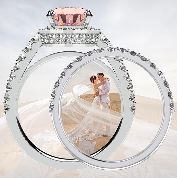 NANA Jewels Sterling Silver Engagement Rings for Women - Choose Simulated Morganite, Citrine, Aquamarine & More