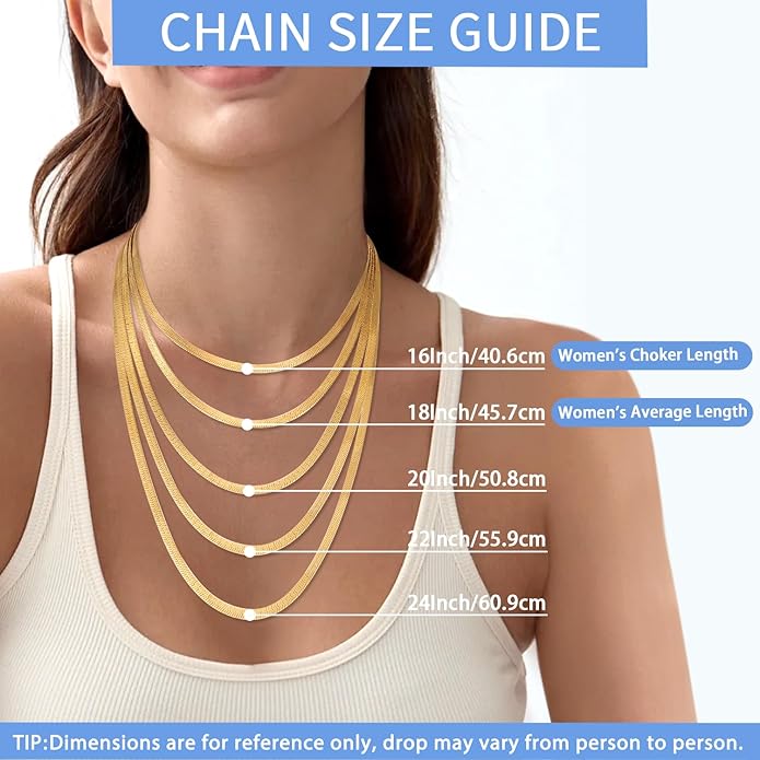 Jewlpire 925 Sterling Silver Herringbone Necklace for Women, 3mm 4mm 5mm Necklace for Women Herringbone Chain Necklaces Dainty Women's Chain Necklaces 16 18 20 22 24 Inch