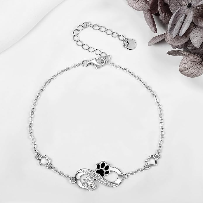 Mustard Seed Cross/Paw Print/Butterfly/Sunflower/Compass/Moss Agate Bracelet for Women 925 Sterling Silver Graduation Link Bracelet Jewelry for Women