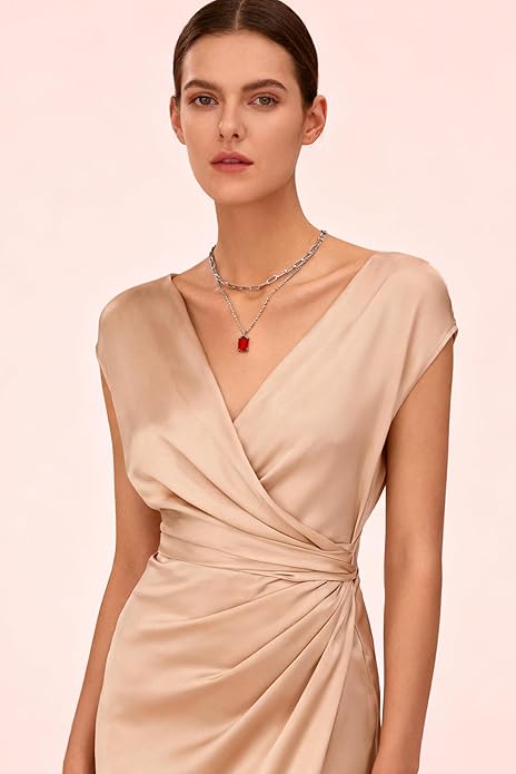 Gold Layered Pendant Necklaces for Women 14k Gold Plated Crystal Choker Necklace Paperclip Rhinestone Necklace Party Prom Jewelry