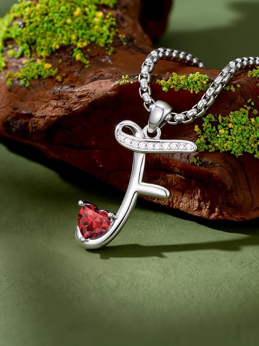 Christmas Gifts for Women Alphabet A to Z Initial Birthstone Pendant Necklaces for Women - 18k White Gold Plated Personalized Name Jewelry Valentine Mothers Day Birthday Gifts for Women Her Girlfriend