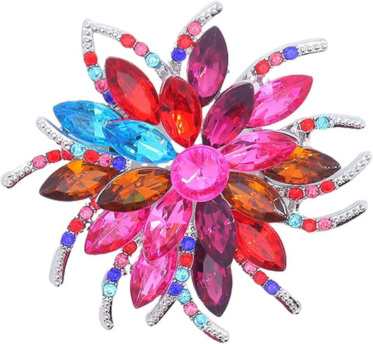 Rhinestone Large Flower Brooches Pins for Women Fashion Sparkly Crystal Sunflower Statement Brooch Unique Wedding Party Suit Dress Jewelry Accessories