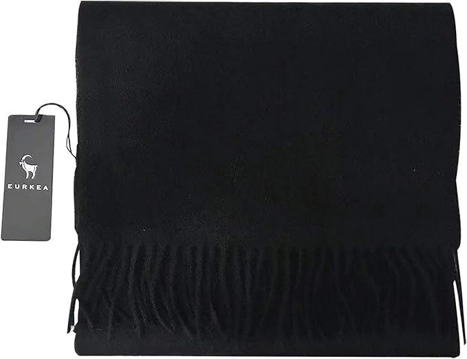EURKEA 100% Cashmere 2025 Winter Scarf for Women Fringed Edges Warm & Soft Lightweight Solid/Plaid/Two-Tone Free Size