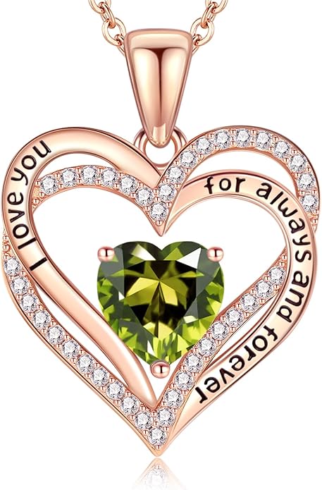 Vakki Birthstone Jewelry for Women Pendant Necklace 925 Sterling Silver Heart Necklace Birthday Gifts for Wife Daughter Girlfriend