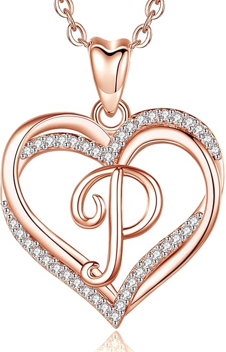 INFUSEU Unique Initial Necklaces for Women Girls Small Heart Letter Jewelry, Meaningful Personalized Gifts
