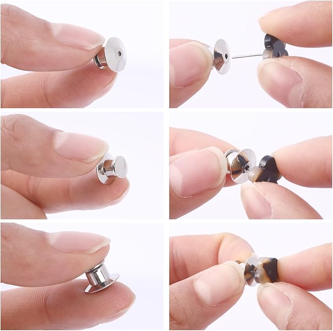DECYOOL 20PCS Metal Locking Pin Backs, Pin Keepers Clasp Pin Backs Locking Buckles for Brooch DIY Crafts Badges Enamel Lapel Needles Pin Lock