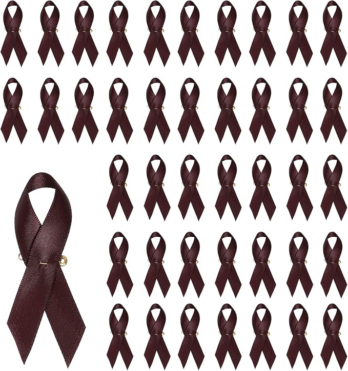 PATIKIL 50 Pcs Polyester Ribbon Satin Pins, Satin Ribbon with Safety Pins for Charity Public Social Event Party Clothing Decoration Anniversary, Burgundy
