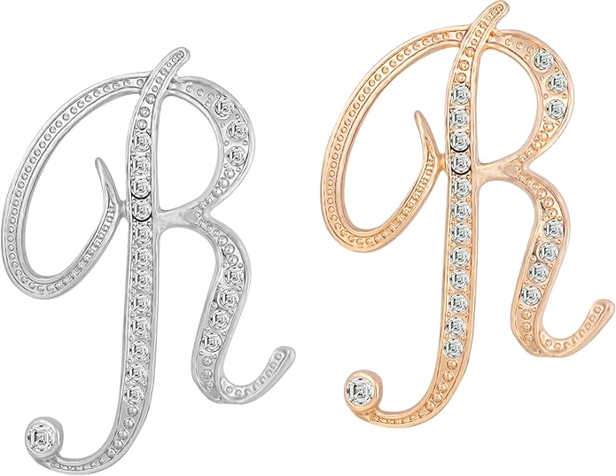 HAFILO 2 pieces initial letter brooch pin for women 26 letters fashion brooches collar pins for clothes Dress hat bulk