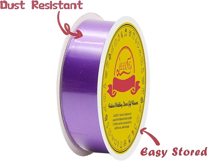 LEEQE Double Face Purple Satin Ribbon 7/8 inch X 25 Yards Polyester Purple Ribbon for Gift Wrapping Very Suitable for Weddings Party Invitation Decorations and More