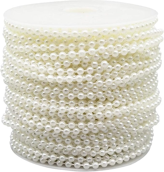 INSPIRELLE 4MM Ivory Faux Pearl Beads 40M Garland Pearl Bead Roll Strand for Wedding Party Decoration