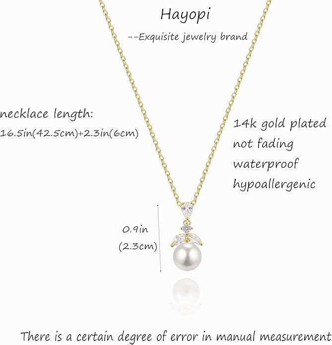 Pearl Necklace for Women Trendy,14k Gold Plated Necklace Dainty Wedding Necklace Small Cute Choker Necklace Beaded Lariat Drop Necklace Vintage Waterproof Jewelry for Women Gold Jewelry Fashion Gifts