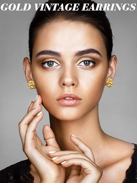 Glenmal 6 Pair Gold Statement Earrings for Women Large Gold Geometric Earrings Woven Twisted Leaf Earring Jewelry Gift