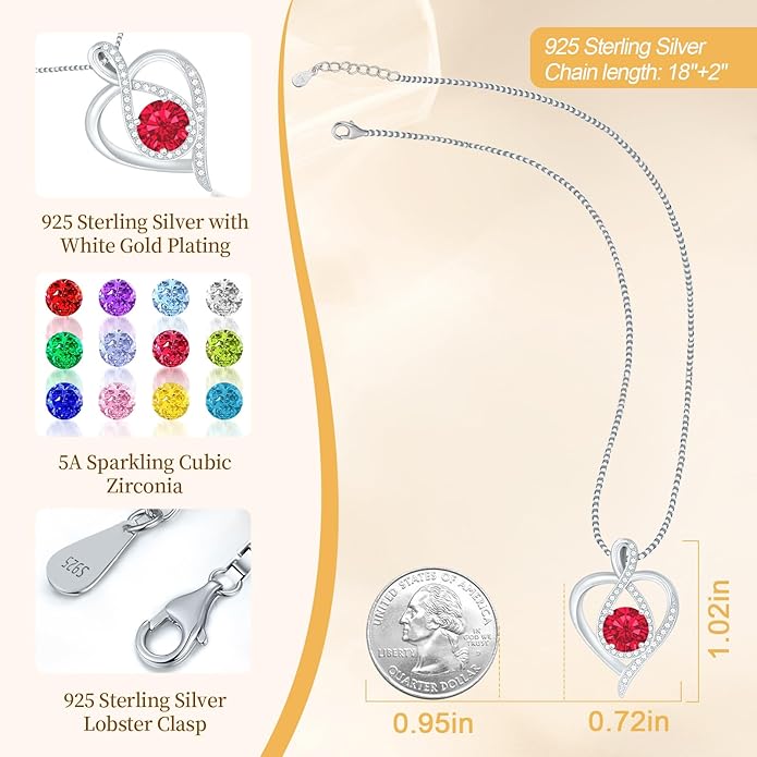 925 Sterling Silver Infinity Heart Necklace for Women, Rhodium Plated Cubic Zirconia Pendant Gift for Girlfriend Wife Mom - Anniversary Valentine's Day Birthday Present with Elegant Gift Box