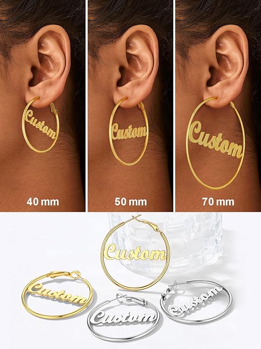FOCALOOK 14K Gold Plated Lightweight Large Hoops| 2mm Thin Hoop Earrings for Women 30/40/50/70/100mm