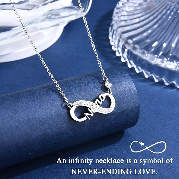 Infinity Mom Grandma Nana Sister Aunt Daughter Auntie Granddaughter Niece Necklace Gifts, Christmas Birthday Valentines Day Mothers Day Easter Graduation Back to School Gifts Stocking Stuffers Presents for Women Girls Her