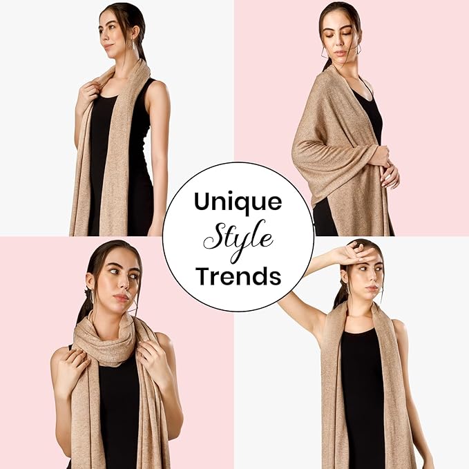 ROSERA Cashmere 100% Cashmere Knitted Wrap Pashmina Shawl Extra Large Scarf Stole for Women Travel