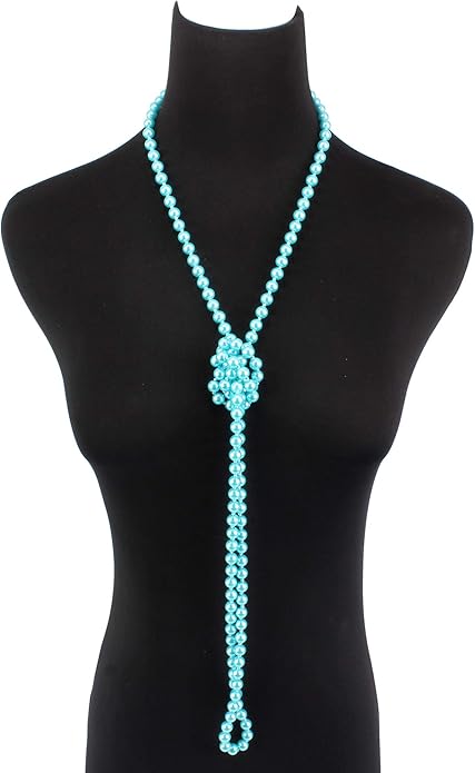 Fashion Faux Pearls Pendants 1920s Beads Cluster Long Pearl Necklace for Costume Party Jewelry 55"