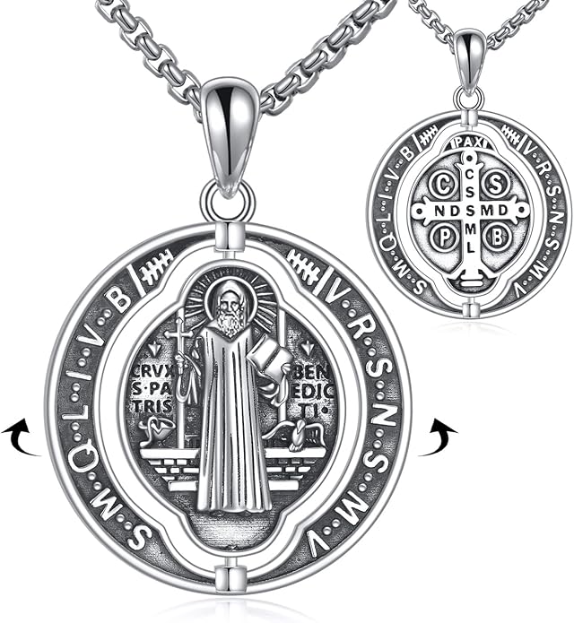 YFN Patron Saint Necklace Sterling Silver Amulet Medal Pendant Religious Protector Jewelry Gifts for Women Men
