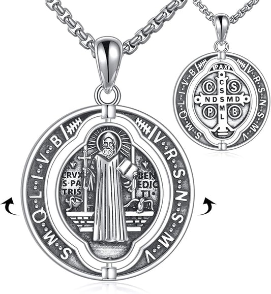 YFN Patron Saint Necklace Sterling Silver Amulet Medal Pendant Religious Protector Jewelry Gifts for Women Men
