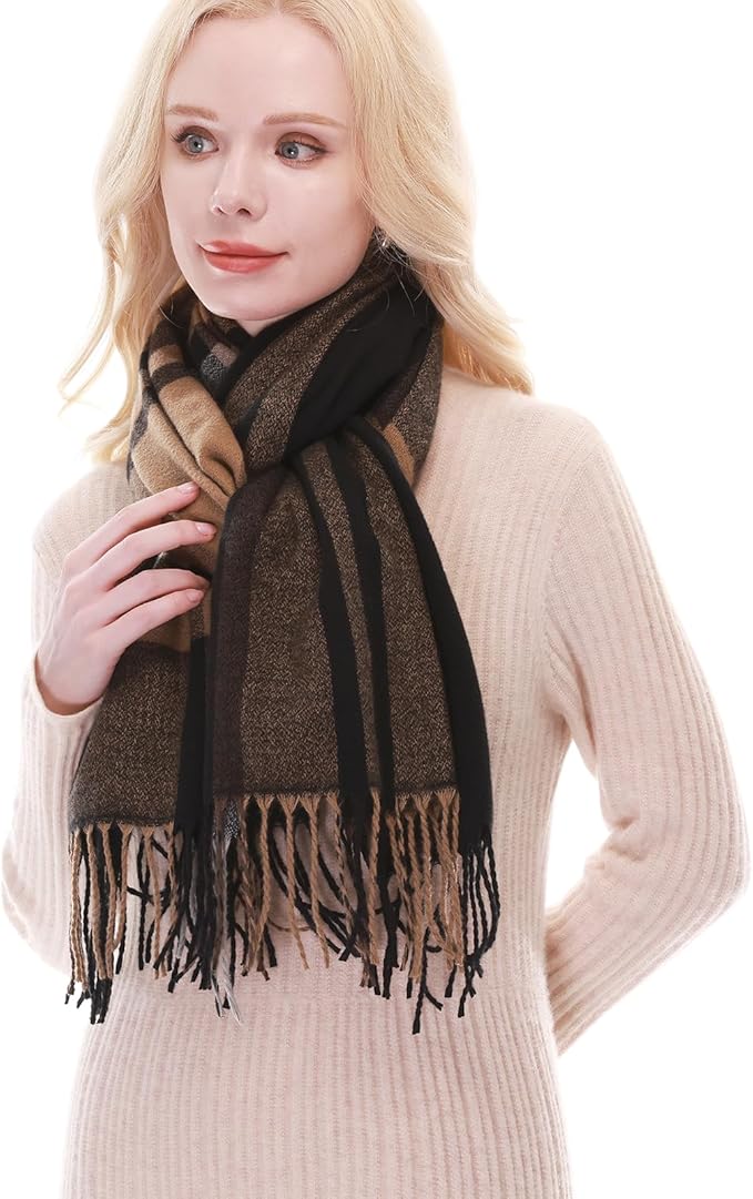 RIIQIICHY Plaid Scarf for Women Fall Winter Pashmina Scarves Wraps for Cold Weather Warm Large