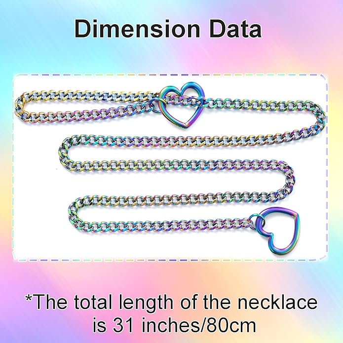 Marrywindix Heart Slip Chain Necklaces Stainless Steel Y-Necklace Choker Necklace Cuban Punk Gothic Collar Chain for Women