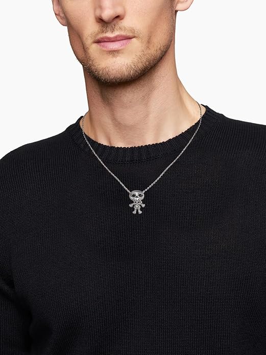 CYW Moissanite Skull Cross/Spider/Raven Necklace for Men Women, Intriguing Design, Really Authentic Solid 925 Sterling Silver with Rhodium Finish, 16"/18"/20" Adjustable, Halloween Jewelry