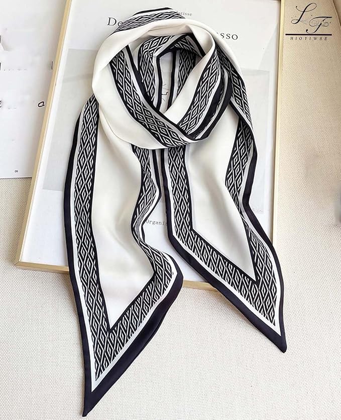 Hioyiwse Head Scarf Hair Neck Scarves For Women Purse Bag Scarfs For Handbags Silky Long Thin Satin Headscarf Fashion