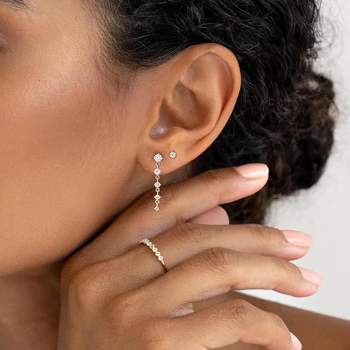 Gold Hoop Earrings Set for Women 14K Gold Silver Plated Huggie Earring Pack Multiple Piercing Dainty Cartilage Earring Hypoallergenic Trendy Cubic Zirconia CZ Earring Stack Jewelry Gifts