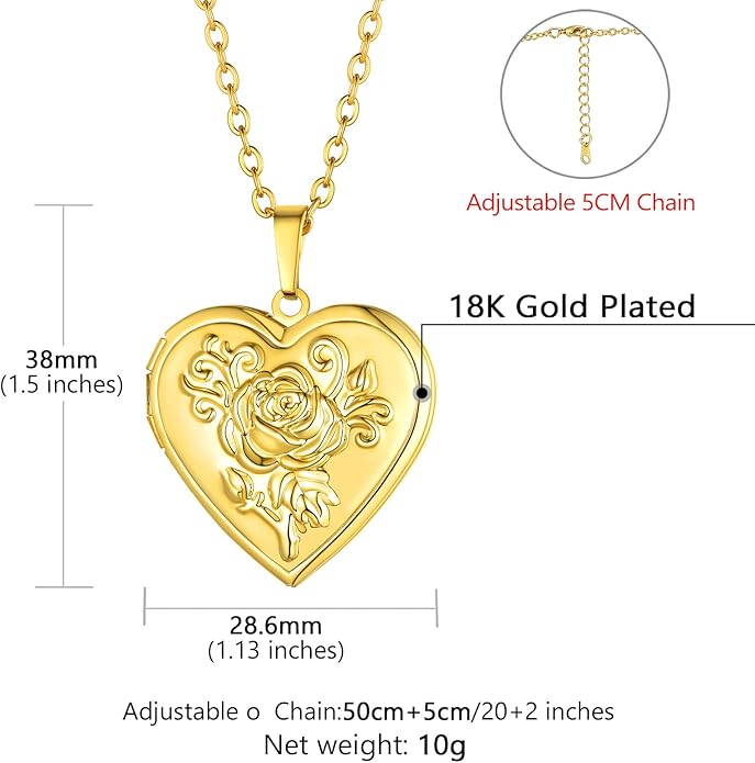 Supcare Locket Necklace That Holds Pictures-Engraved Photo Pendant Custom Jewellery Gifts for Men Women (with Jewellery Gift Box)